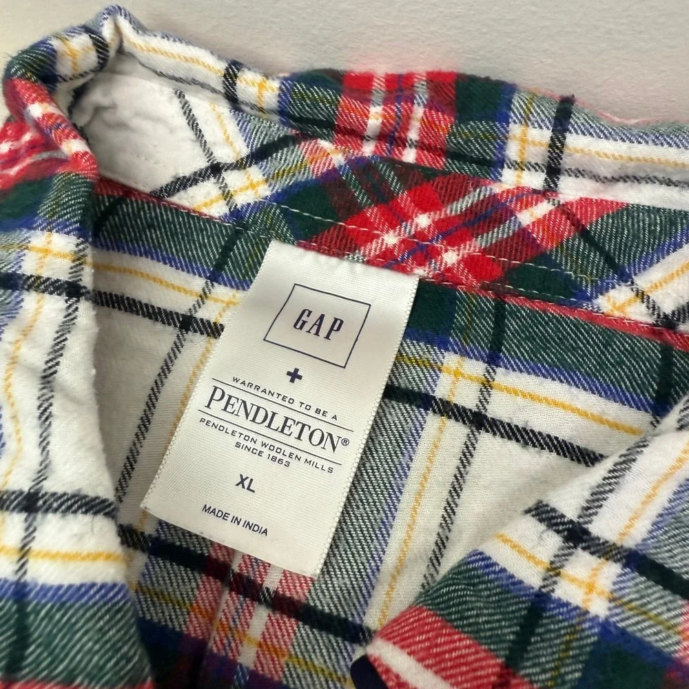 Gap + Pendleton‎ | Flannel Plaid Button Down Long Sleeve Pajama Shirt - Picture 4 of 9